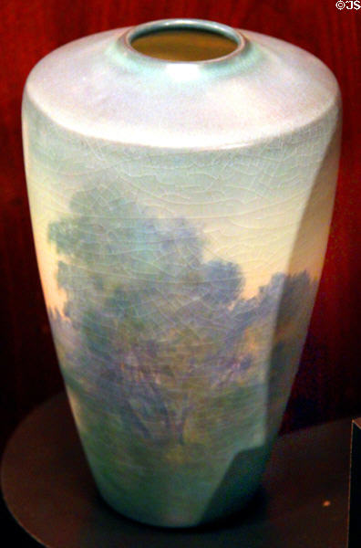 Rookwood Vellum vase (1912) by Edward Diers at Sedgwick County Historical Museum. Wichita, KS.