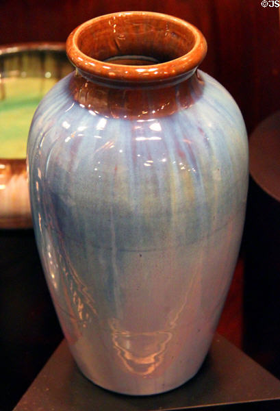 Fulper vase with Chinese blue flambé glaze (c1920) at Sedgwick County Historical Museum. Wichita, KS.