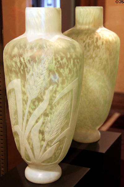 Steuben vase in wheat pattern (c1925) at Sedgwick County Historical Museum. Wichita, KS.