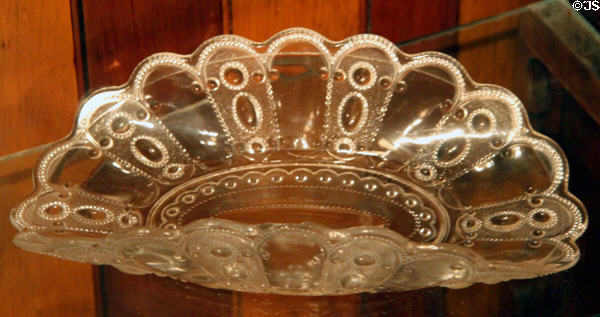 Kansas pressed glass bowl in Jewel & Dewdrop pattern (1890s) by United States Glass Co. of Pittsburgh, PA at Sedgwick County Historical Museum. Wichita, KS.