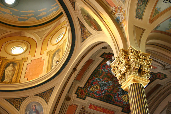 Mother of God Roman Catholic Church dome interior & pillar details. Covington, KY.