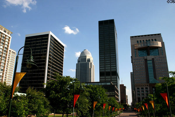 Modern highrises of skyline of Louisville. Louisville, KY.