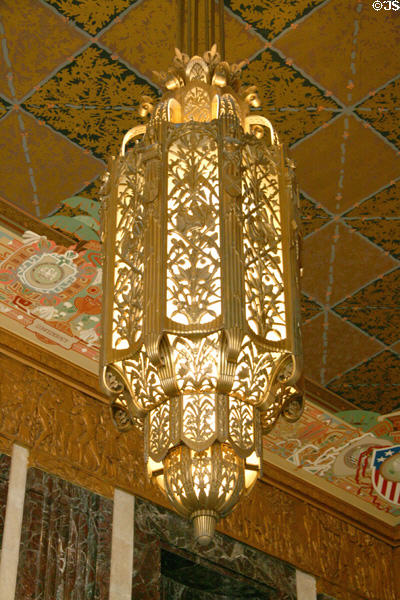 Bronze lamp in Memorial Hall of Louisiana State Capitol. Baton Rouge, LA.
