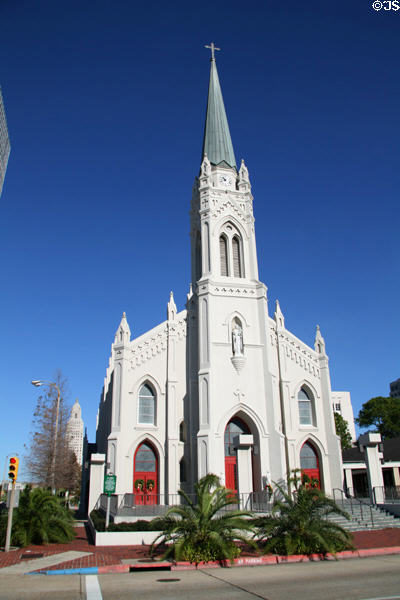 St Joseph Cathedral (1853) (412 North St.). Baton Rouge, LA. Style: Gothic Revival. Architect: Father John Cambiaso. On National Register.