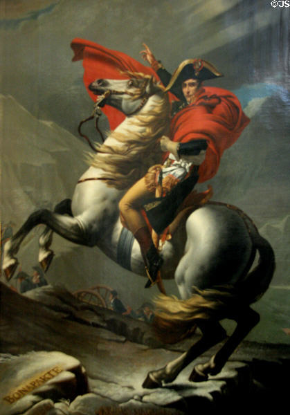 Napoleon Crossing the Alps painting (c1800) by school of Jacques-Louis David at Cabildo Museum. New Orleans, LA.
