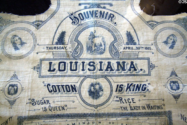 Detail of cotton is King souvenir date April 30, 1885 at Cabildo Museum. New Orleans, LA.