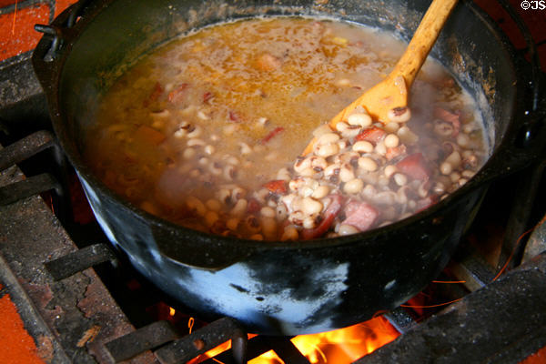 Soup with beans & sausage at outdoor kitchen of Hermann Grima House. New Orleans, LA.