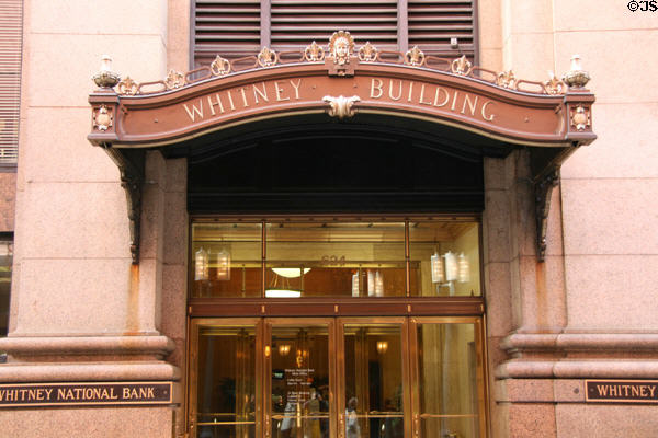 Entrance canopy of Whitney National Bank Building. New Orleans, LA.