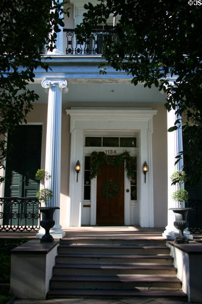 Door of Payne House where Jefferson Davis died in Garden District. New Orleans, LA.