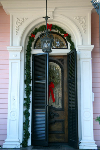 Front door detail of Musson - Bell House (1331 3rd St.) in Garden District. New Orleans, LA.