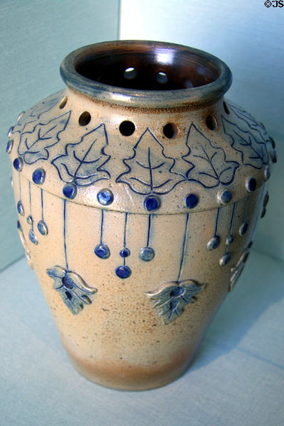 Stoneware salt-glazed vase (c1885) by Susan Frackelton of Wisconsin at New Orleans Museum of Art. New Orleans, LA.