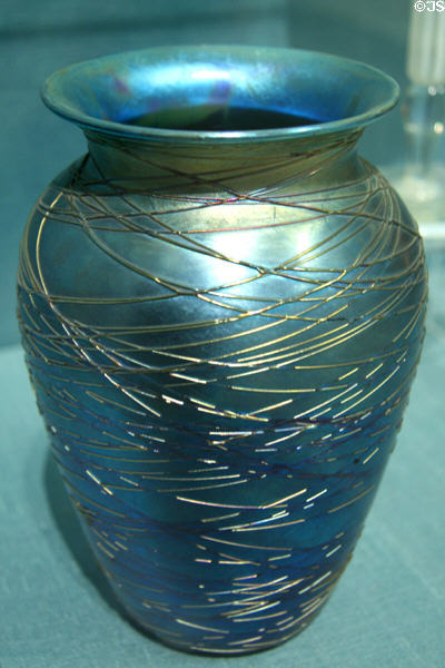 Spider web tracing vase (c1920-25) by Vinland Flint Glassworks of Vineland, NJ, at New Orleans Museum of Art. New Orleans, LA.