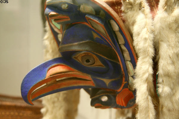 Bella Coola headdress bird of prey mask (late 19thC) from British Columbia, Canada, at New Orleans Museum of Art. New Orleans, LA.