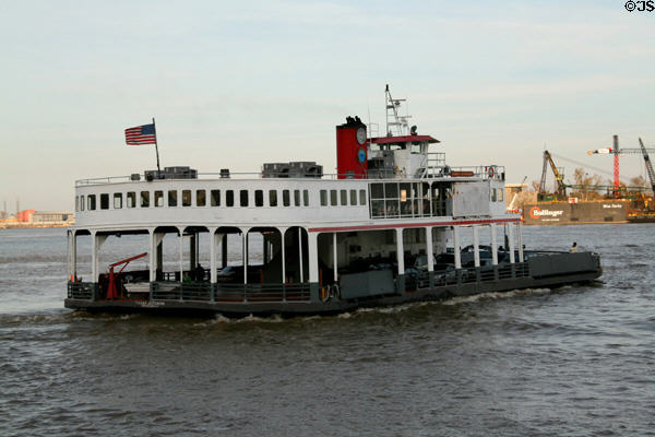 Crescent City Connection car & passenger ferry across Mississippi River. New Orleans, LA.