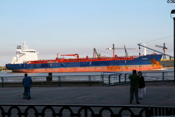Tintomara tanker sails past New Orleans waterfront. New Orleans, LA.