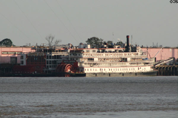 Mississippi Queen & Delta Queen docked at Perry Street Wharf. New Orleans, LA.