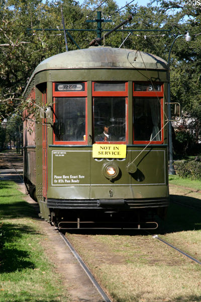 New Orleans streetcar on St. Charles line. New Orleans, LA.