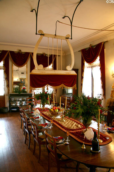 Dining room with overhead 