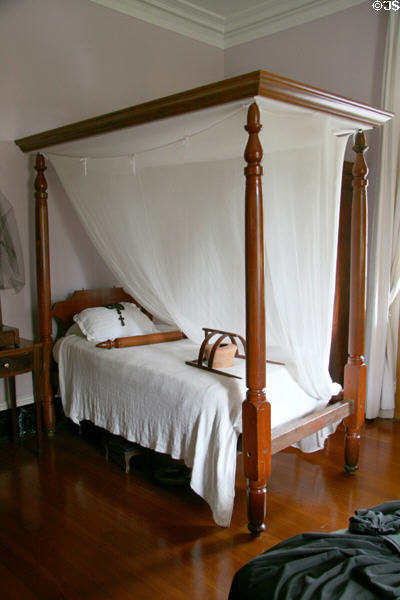Four poster bed in isolation illness room at Oak Alley Plantation. Vacherie, LA.