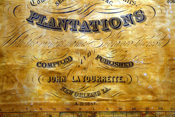 Makers name of 1847 Map showing Louisiana plantations at Houmas House. Burnside, LA.