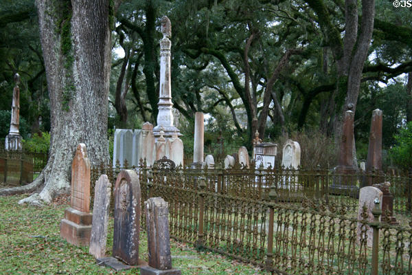 Late 19th C tombstones at Grace Episcopal Church. St. Francisville, LA.