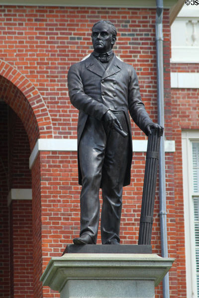 Statue (1859) of orator Daniel Webster at Massachusetts State House. Boston, MA.
