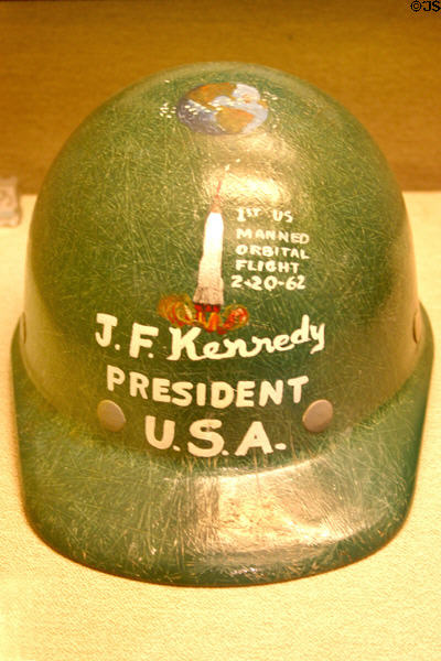 Hard hat given to Kennedy when he toured Cape Canaveral in JFK Library. Boston, MA.