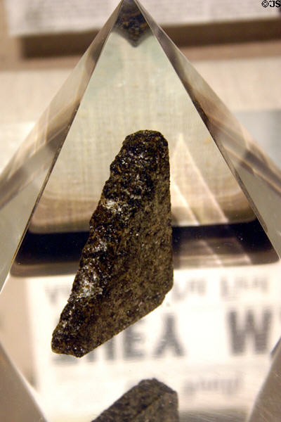 Moon rock brought back earth by Apollo 15 in 1971 in JFK Library. Boston, MA.