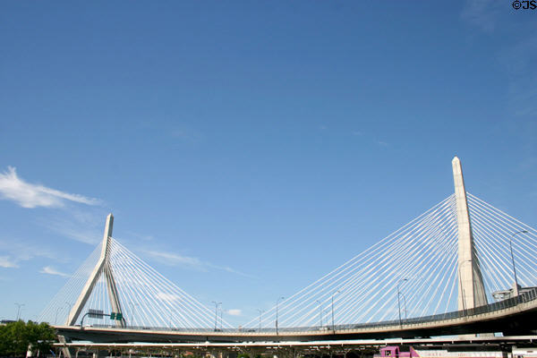 Zakim Bunker Hill Bridge which crosses Charles River. Boston, MA.