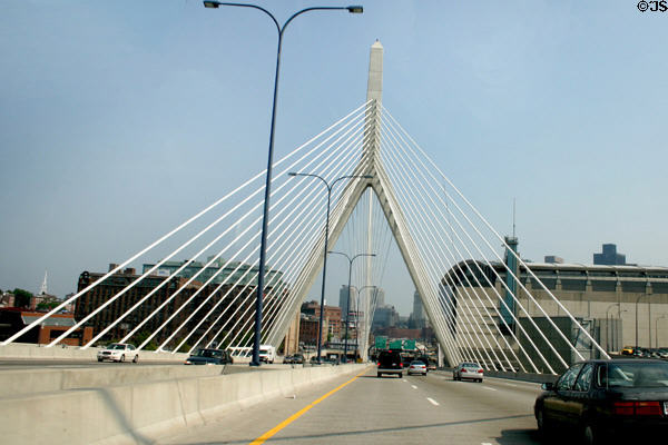 Heading into Boston over Zakim Bunker Hill Bridge. Boston, MA.