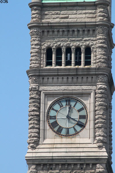 Clock face of Lowell City Hall. Lowell, MA.