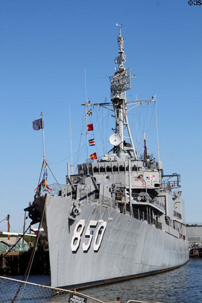 USS Joseph P. Kennedy Jr. destroyer 850 museum ship at Battleship Cove. Fall River, MA.