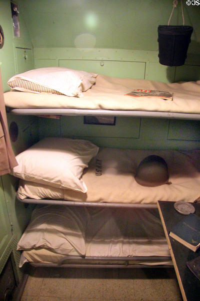 Bunk beds in Submarine Lionfish at Battleship Cove. Fall River, MA.