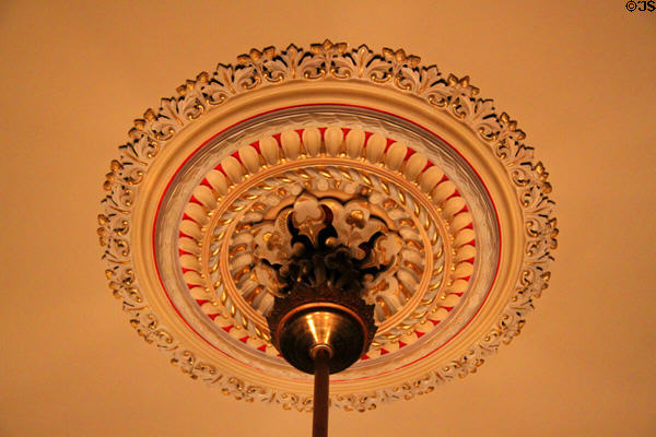 Sculpted ceiling molding in parlor at Fall River Historical Society Museum. Fall River, MA.