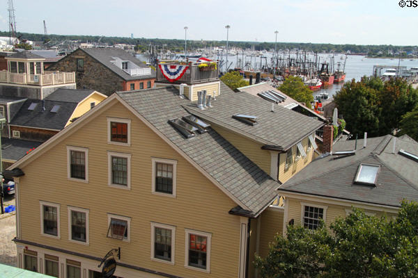 New Bedford Waterfront Historic Area & harbor seen from Whaling Museum. New Bedford, MA.
