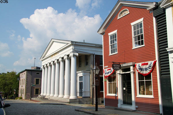 Heritage buildings of New Bedford Waterfront Historic Area along N. Water St. New Bedford, MA.