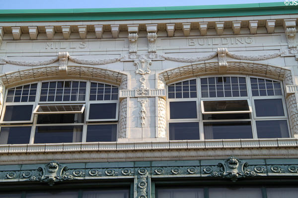 Garlands around windows of Mills Building (aka Star Store). New Bedford, MA.