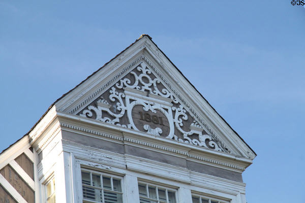 Decorated pediment of Andrew Pierce house. New Bedford, MA.