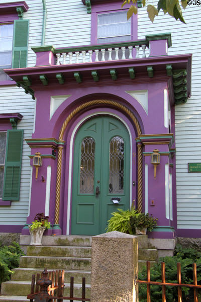 Green & purple doorway of Jireh Swift Jr. house. New Bedford, MA.