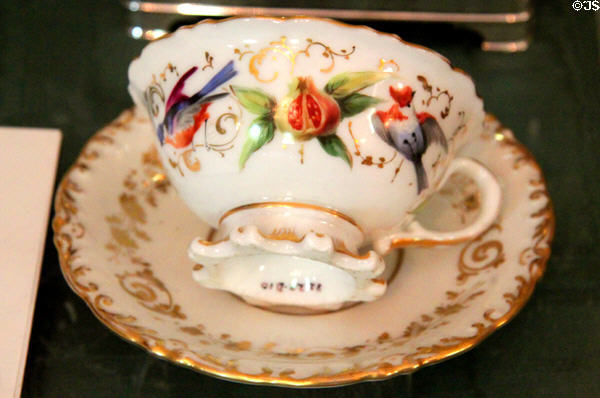Vieu Paris porcelain cup & saucer (19thC) at Rotch-Jones-Duff House. New Bedford, MA.