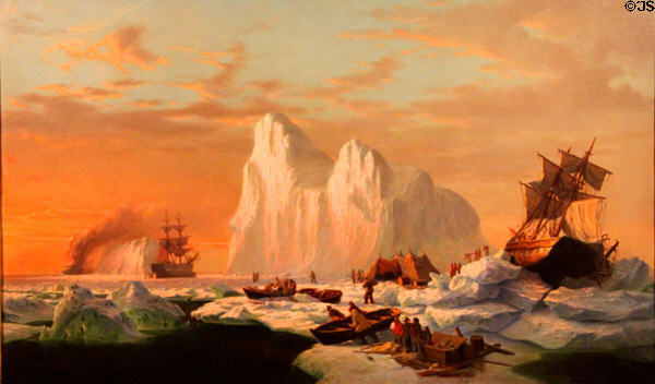 Ships Caught in Ice Floes painting (1867) by William Bradford at New Bedford Whaling Museum. New Bedford, MA.