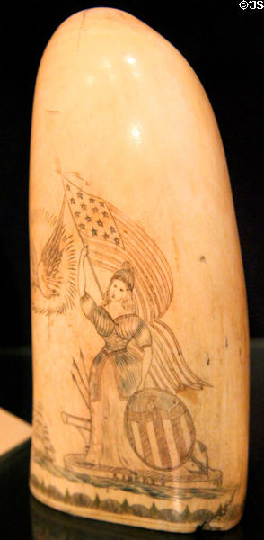 Scrimshaw figure of liberty at New Bedford Whaling Museum. New Bedford, MA.