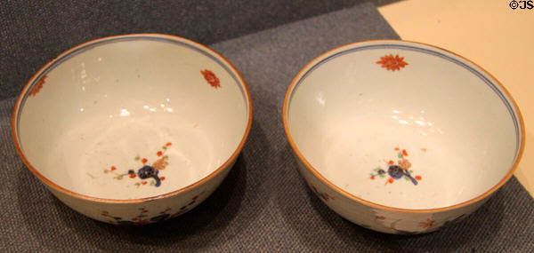 Chinese export porcelain bowls from Canton (c1740) at New Bedford Whaling Museum. New Bedford, MA.