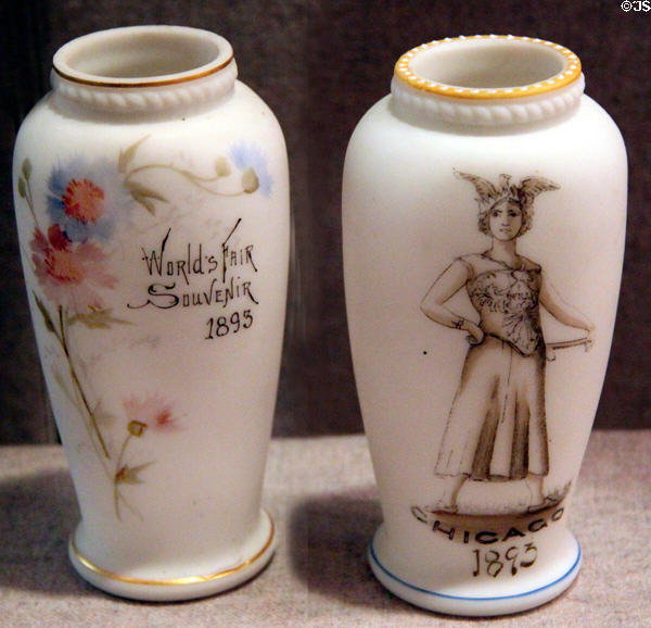 Chicago World's Fair (1893) souvenirs with Miss Columbia by Smith Bros. at New Bedford Whaling Museum. New Bedford, MA.