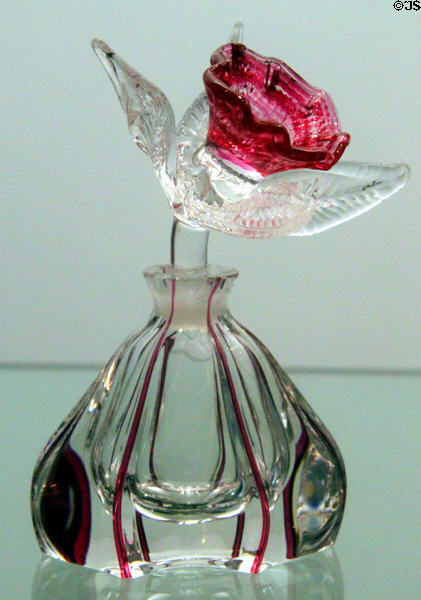 Amethyst blown glass perfume bottle (1915-1950s) by Gundersen Glass Works at New Bedford Whaling Museum. New Bedford, MA.