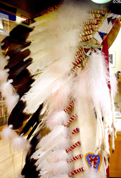 Eagle feather Sioux Headdress presented (1927) to Calvin Coolidge in Black Hills of South Dakota by Sitting Bull's nephew. Northampton, MA.