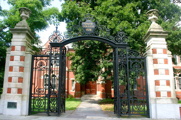 Smith College gates installed to commemorate the work of the college's relief unit in WW I, replicas of gates from France. Northampton, MA.