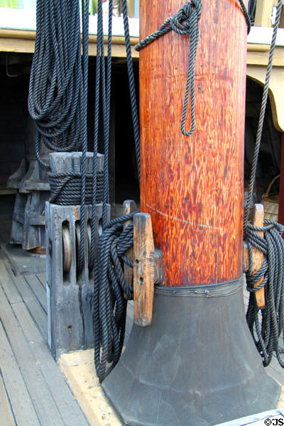 Mast details of Mayflower II. Plymouth, MA.