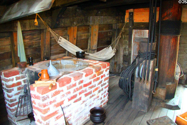 Brick lined stove aboard Mayflower II. Plymouth, MA.