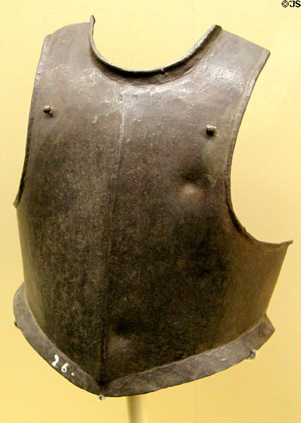 Steel breastplate (1625-50) made in England at Pilgrim Hall Museum. Plymouth, MA.